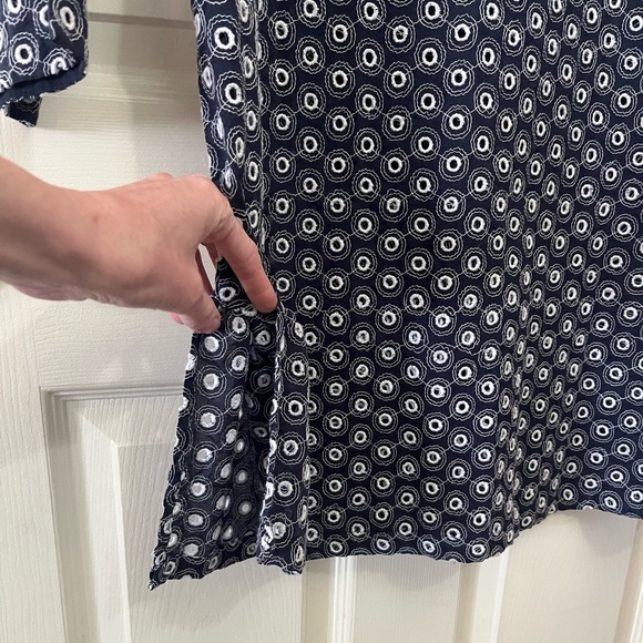 Talbots Swimsuit Cover Blue with White Eyelets V Neck - Picture 3 of 9